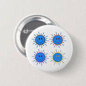 放射太陽の円形の記号 缶バッジ (正面&裏面)