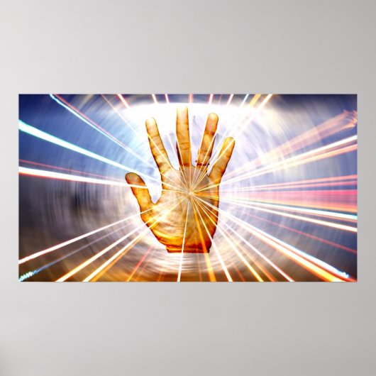 放射強力なエネルギー修復ハンドカラフルバック ポスター (正面)