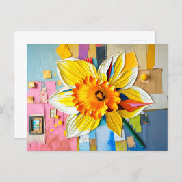 放射形水仙モダン抽象芸術スタイル シーズンポストカード