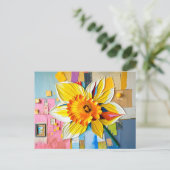 放射形水仙モダン抽象芸術スタイル シーズンポストカード (スタンド正面)