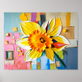 放射形水仙モダン抽象芸術スタイル ポスター