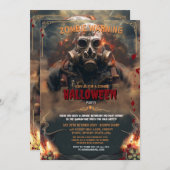 放射性ゾンビ生物戦争ハロウィーン 招待状 (正面/裏面)