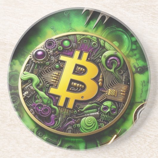 放射性ビットコイン砂岩コースター コースター (正面)