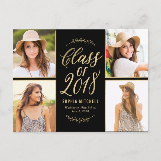 放射枝編集可能カラー卒業カード 案内ポストカード (正面)