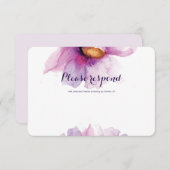 放射水彩画のシャクヤクRSVP 出欠カード (正面/裏面)