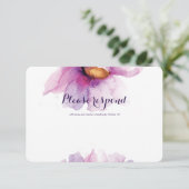 放射水彩画のシャクヤクRSVP 出欠カード (スタンド正面)