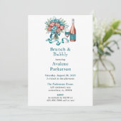 放射牡丹のブーケブランチと泡立ち 招待状 (スタンド正面)