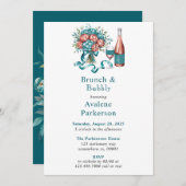 放射牡丹のブーケブランチと泡立ち 招待状 (正面/裏面)