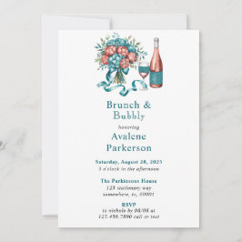 放射牡丹のブーケブランチと泡立ち 招待状