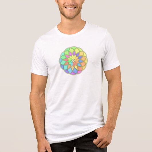 放射状の花弁幾何学デザイン トライブレンドTシャツ (正面)
