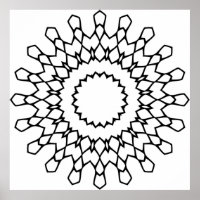 放射状の花弁曼荼羅のぬり絵の太い模様