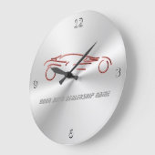 放射状の金属一見の様式化された赤いSportscar ラージ壁時計 (傾斜)
