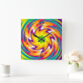 放射状カラフルパターン スクエア壁時計 (ホーム)