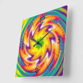 放射状カラフルパターン スクエア壁時計 (傾斜)