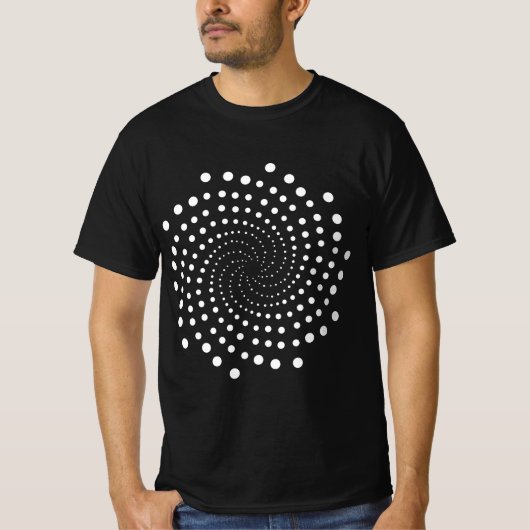 放射状シクル形状抽象芸術ドット幾何学的パターン Tシャツ (正面)