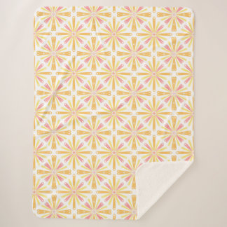 放射状ハート日が差すことパターンピンク黄色 シェルパブランケット