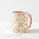 放射状ハート日が差すことパターンピンク黄色 マグカップ (正面右)