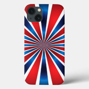 放射状パターン赤白青 iPhone 13ケース