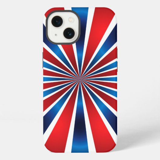 放射状パターン 赤 白 青 iPhoneケース (裏面)