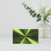 放射状パーソナライズされたメタリックルック – 緑 名刺 (スタンド正面)