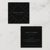 放射状ミニマルジオメトリブラック スクエア名刺 (正面/裏面)