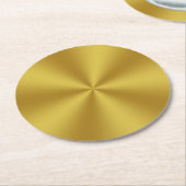 放射状 |メタリックルックフェイク金ゴールド ラウンドペーパーコースター (アングル)