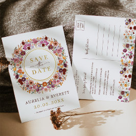 放射秋ワイルドフラワーリース保存日 案内ポストカード