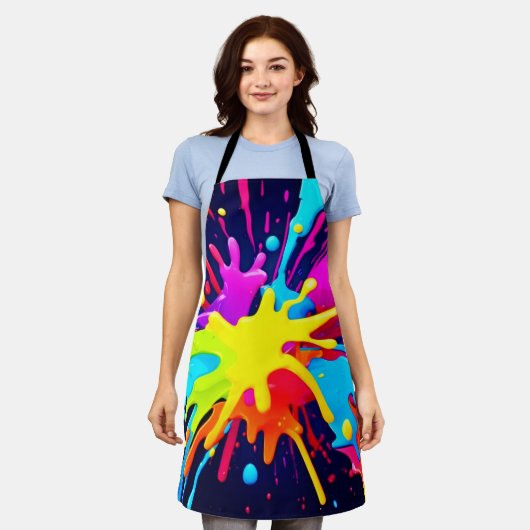 放射絵を描爆発 エプロン (着用した状態)