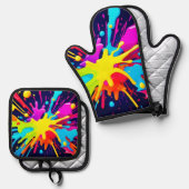 放射絵を描爆発 鍋つかみ&鍋敷きセット (正面/裏面)