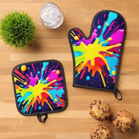 放射絵を描爆発 鍋つかみ&鍋敷きセット (トップダウン)