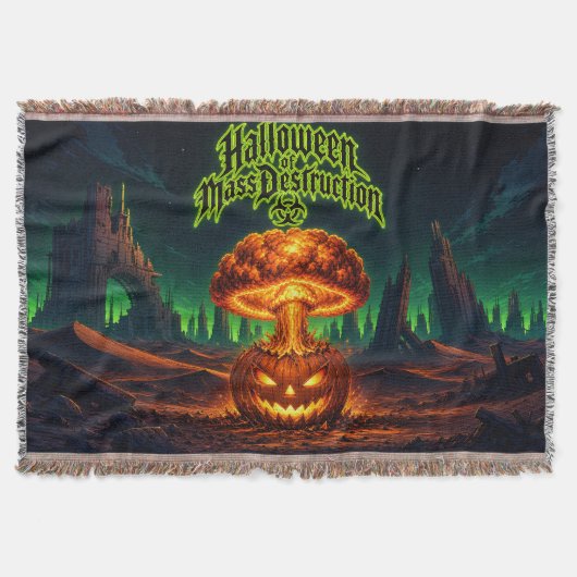 放射線カボチャの大量破壊ハロウィーン スローブランケット (正面)