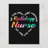 放射線ナースハートワードクラウドウォーター色 シーズンポストカード (正面)