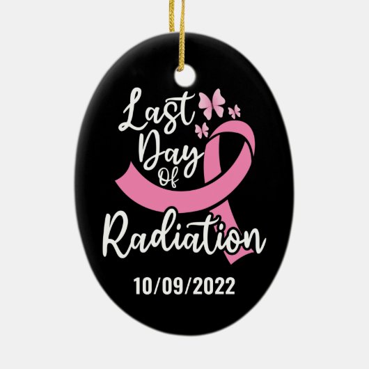 放射線乳癌の最後の日カスタム付 セラミックオーナメント (裏面)