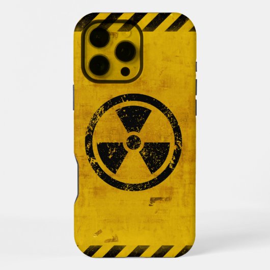 放射線危険警告 グランジバックグラウンド iPhone iPhoneケース (裏面)