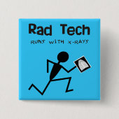 放射線学の技術者の素晴らしいの技術は青にボタンをかけます 缶バッジ (正面)
