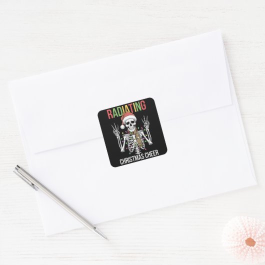 放射線学クリスマスサンタスケルトンX線技術者 スクエアシール (封筒)