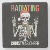 放射線学クリスマスサンタスケルトンX線技術者 ストーンコースター (正面)