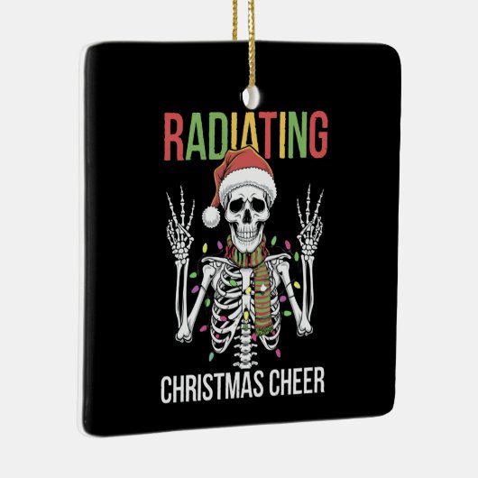 放射線学クリスマスサンタスケルトンX線技術者 セラミックオーナメント (右)