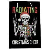 放射線学クリスマスサンタスケルトンX線技術者 ミディアムペーパーバッグ (正面)