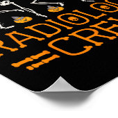 放射線学クルー踊りスケルトンカボチャおもしろいハロー ポスター (角)