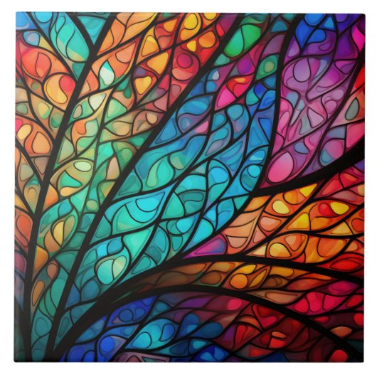 放射線性ステンドグラス抽象芸術セラミックタイル タイル (正面)
