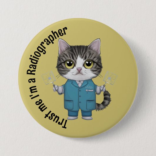 放射線技師、医学博士、放射線医学セラピー 缶バッジ (正面)