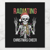 放射線科のクリスマスサンタスケルトンX線技師 ワインラベル (シングルラベル)