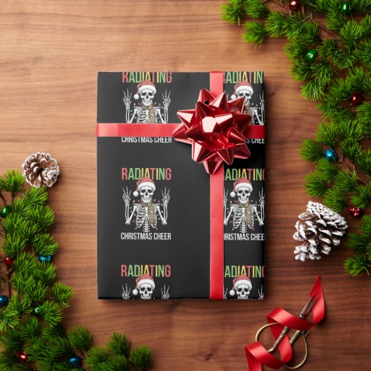 放射線科クリスマスサンタ骨格X線技師 ラッピングペーパー (クリスマスギフト)