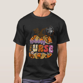 放射線科ナースハロウィンカボンプキンヒョウ看護 Tシャツ