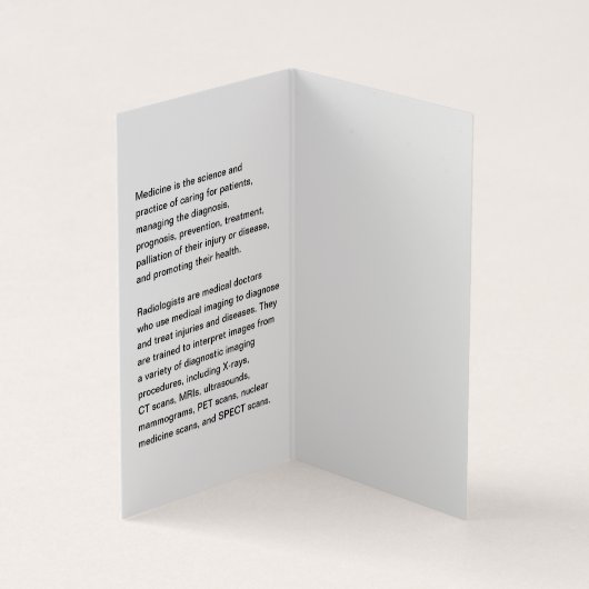 放射線科医による患者X線の検査 名刺 (内部)