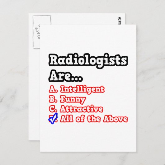放射線科医クイズ...ジョーク ポストカード (正面/裏面)