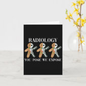 放射線科 あなたのポーズを私たちは暴露する ジンジャーブレッド スケルトン カード (黄色い花)