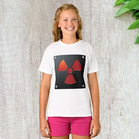 放射線警告記号インダストリアルメタルサイン Tシャツ