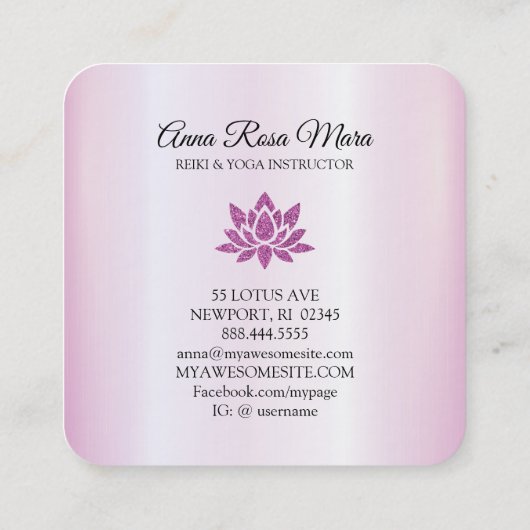 *～*放射線霊気エネルギー修復Lotus MAGENTA スクエア名刺 (裏面)